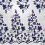 Mesh Stickerei 3D Blumen blau