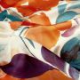 Bedruckter Satin Stoff Blumen Orange