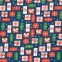 Baumwoll-Popeline mit Weihnachtsmotiv Marine