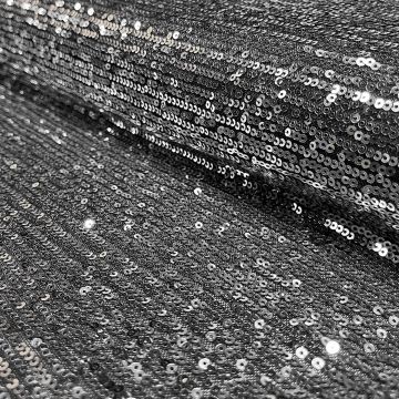 Stretch-Mesh-Paillettenstoff Silber-Schwarz