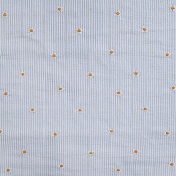 Bestickter Seersucker mit Streifen Blau