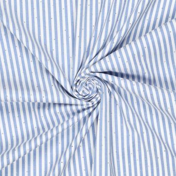 Stretch-Popeline Streifen S mit Rhinestones, hellblau
