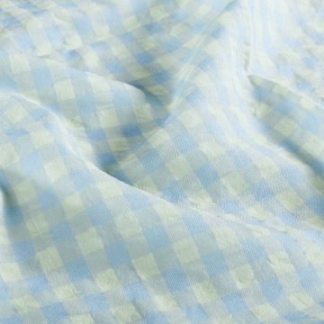 Baumwoll-Popeline Seersucker XL Karo Mint