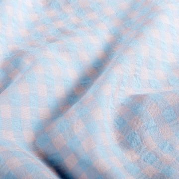 Baumwoll-Popeline Seersucker XL Karo Blau