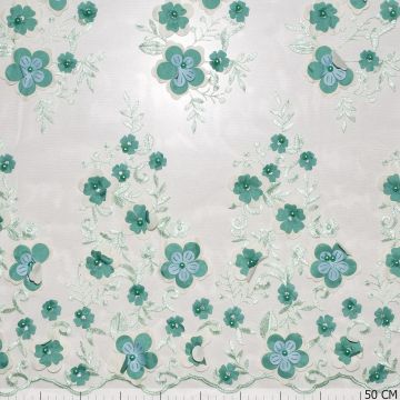 Mesh Stickerei 3D Blumen pastellgrün