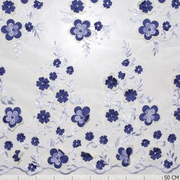 Mesh Stickerei 3D Blumen lila