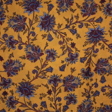 Viskose-Satin Persian Flowers Ocker