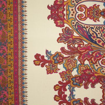 Chiffon mit Bordürenmuster Fuchsia Paisley