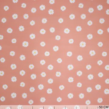 Regenmantelstoff mit Gänseblümchen-Print auf Apricot