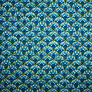 Jersey Retro-Fächer Goldfolie Blau