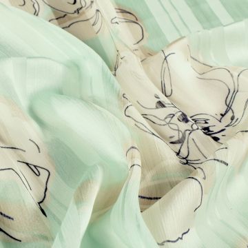 Chiffonstoff mit Blumenprint Mintgrün