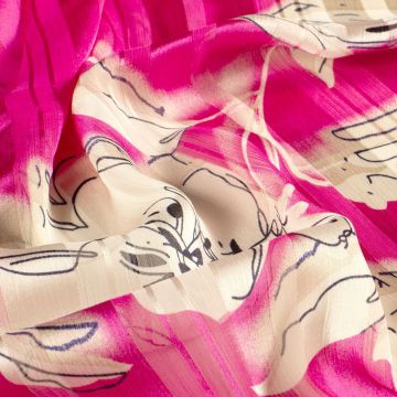 Bedruckter Chiffonstoff Blumen Fuchsia