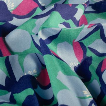 Baumwollsatin-Stoff mit Blumenprint Mint