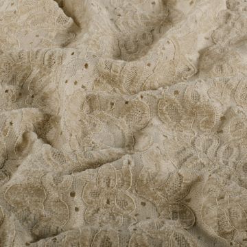 Chenille-Spitzenstoff Uni Beige