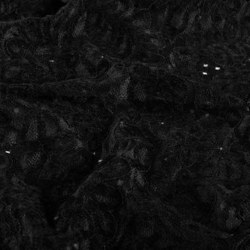 Chenille-Spitzenstoff uni schwarz
