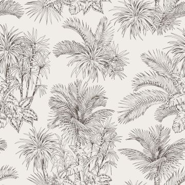 Bedruckter Musselin Palmen Offwhite