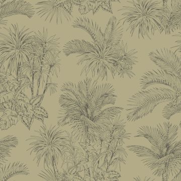 Bedruckter Musselinstoff Palmen Khaki