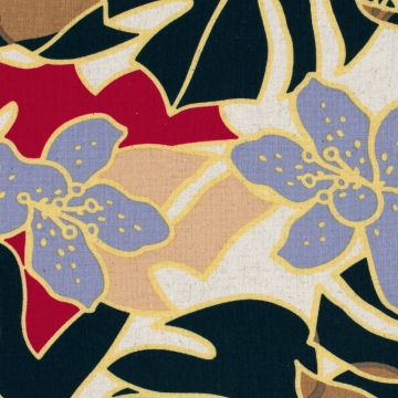Gewebter Viskose-Leinen-Stoff mit Blumenmuster in Warmrot