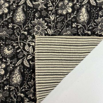 Gesteppte Baumwolle Blockprint Anthrazit
