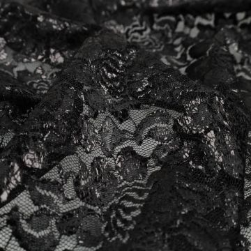 Glänzender Spitzenstoff mit Folieneffekt Schwarz