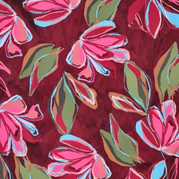 Stretch-Viskose-Twill mit Blumenmuster Rot