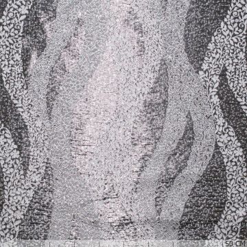 Jacquard Blätter silber/weiß