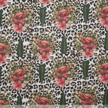 Digital Panama Flamingo & Orchidee Canvasstoff