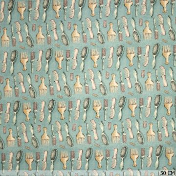 Kamm- und Bürsten-Print auf Baumwoll-Popeline Hellblau