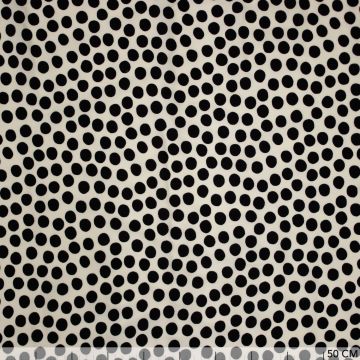 Viskose-Popeline mit schwarzen Punkten auf Beige