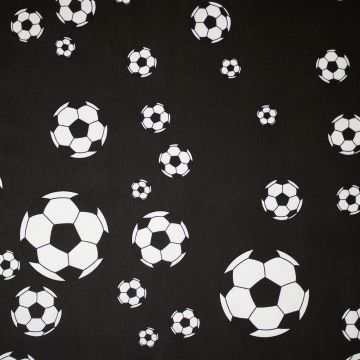 Baumwoll-Popeline Fußball Schwarz