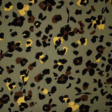Viskose-Twill Leopard mosgrün