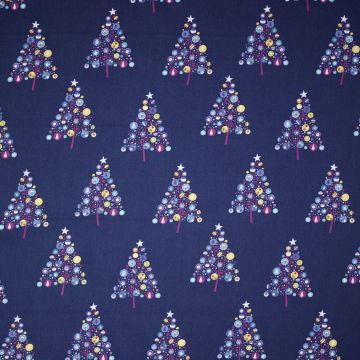 Baumwoll-Popeline Weihnachtsmann Blau
