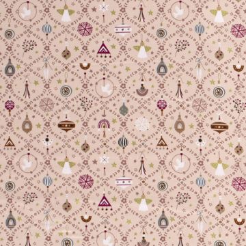 Bedruckter Baumwoll-Popeline mit Folienprint Weihnachten Rosa