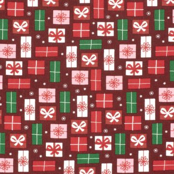 Baumwoll-Popeline mit Weihnachtsdruck Rot