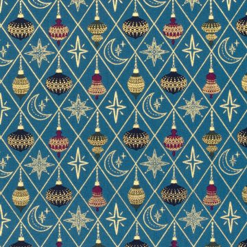 Baumwoll-Popeline mit Druck und Folie – Weihnachtskugeln Petrol