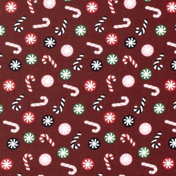 Baumwoll-Popeline mit Weihnachtsdruck Rot