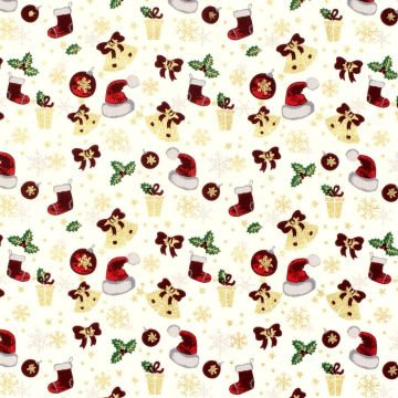 Baumwoll-Popeline mit Foliendruck Ornamente, gebrochenes Weiß