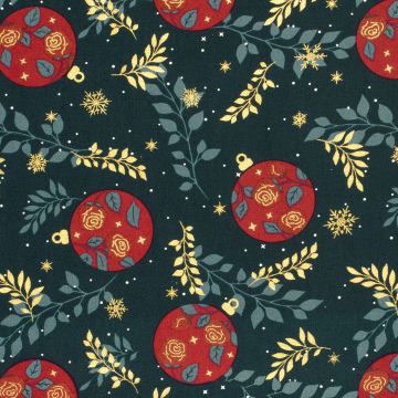 Baumwoll-Popeline mit Print und Folie – Weihnachtssterne Dunkelgrün