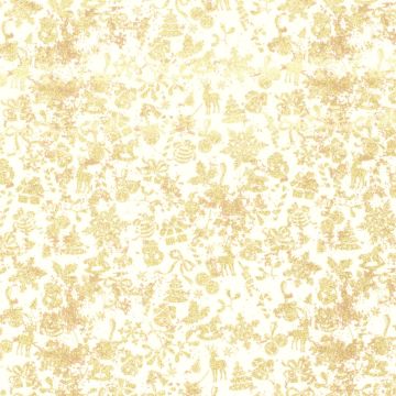 Bedruckter Baumwoll-Popeline mit Folie – Ornamente Cremeweiß