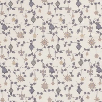 Baumwoll-Popeline Stoff mit Weihnachtsdruck und Folie Beige