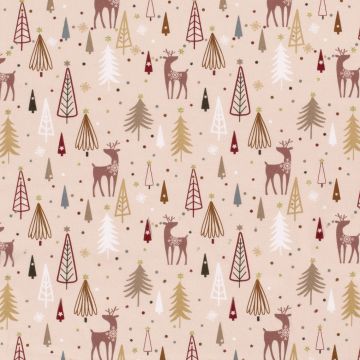 Baumwoll-Popeline mit Weihnachtsdruck und Folienakzenten Rosa