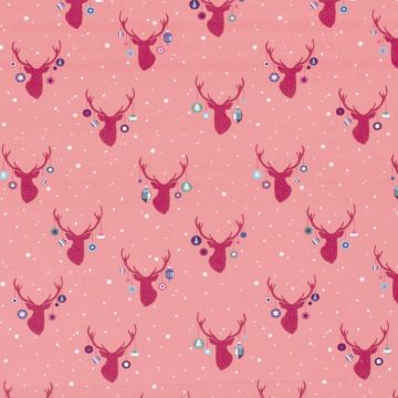 Baumwoll-Popeline mit Weihnachts-Schneeflockenprint Rosa