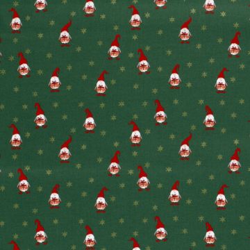 Baumwoll-Popeline Weihnachtsmotiv Grün mit Folienveredelung