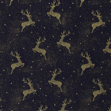 Bedruckter Baumwoll-Popeline mit Folienprint Weihnachten Marineblau