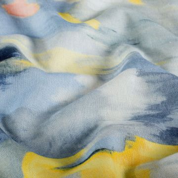 Viskose-Leinen-Stoff mit abstraktem Muster Hellblau