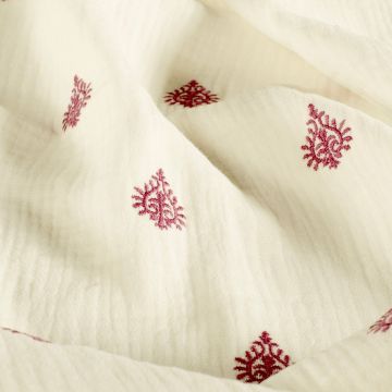 Musselin-Stoff bestickt Ornamente