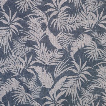 Viskose Air Flow Palmenblatt-Print Blau