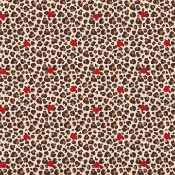 Tricot-Digitaldruck Leopard mit Herzchen