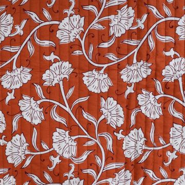 Gewatteerde Katoen-Combi Patchworkstoff mit Blumenmuster Brique