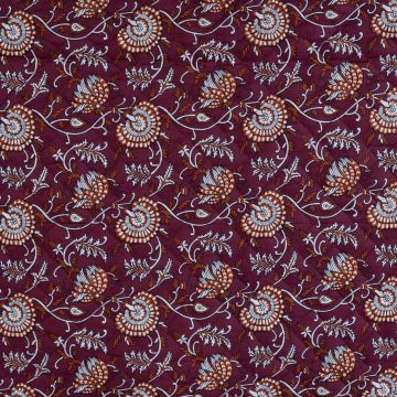 Baumwoll-Kombistoff Patchwork Blumen Bordeaux